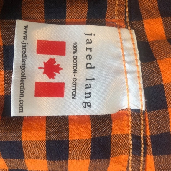 Large Men's Jared Lang Orange Blue Plaid Check - Picture 7 of 8